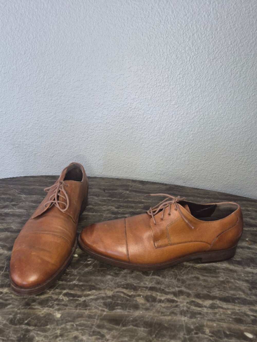 Cole Haan Grand Os Mens 10 1/2M Derby Camel Tan Leather C23771 Dress Shoes